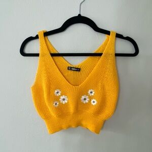Yellow Daisy Knit Crop Top